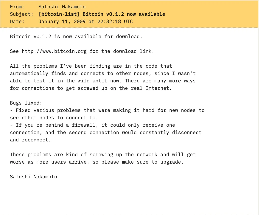 E-Mail von Satoshi Nakamoto