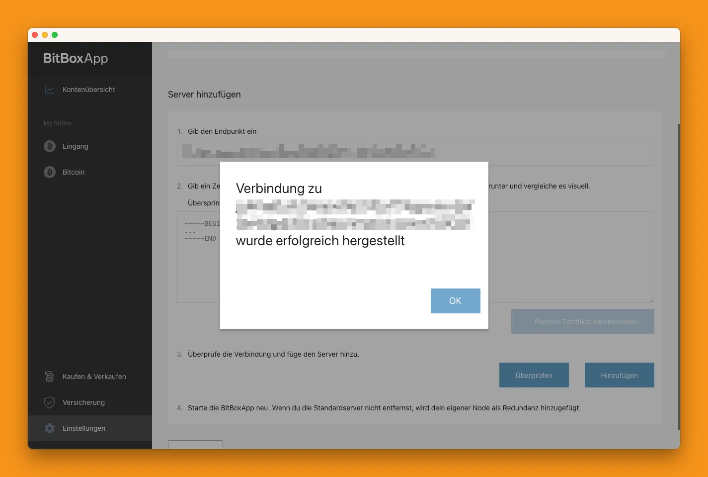 BitBoxApp Verbindung erfolgreich