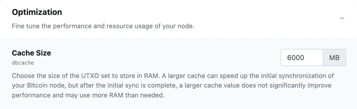 Bitcoin Node Cache Optimierung