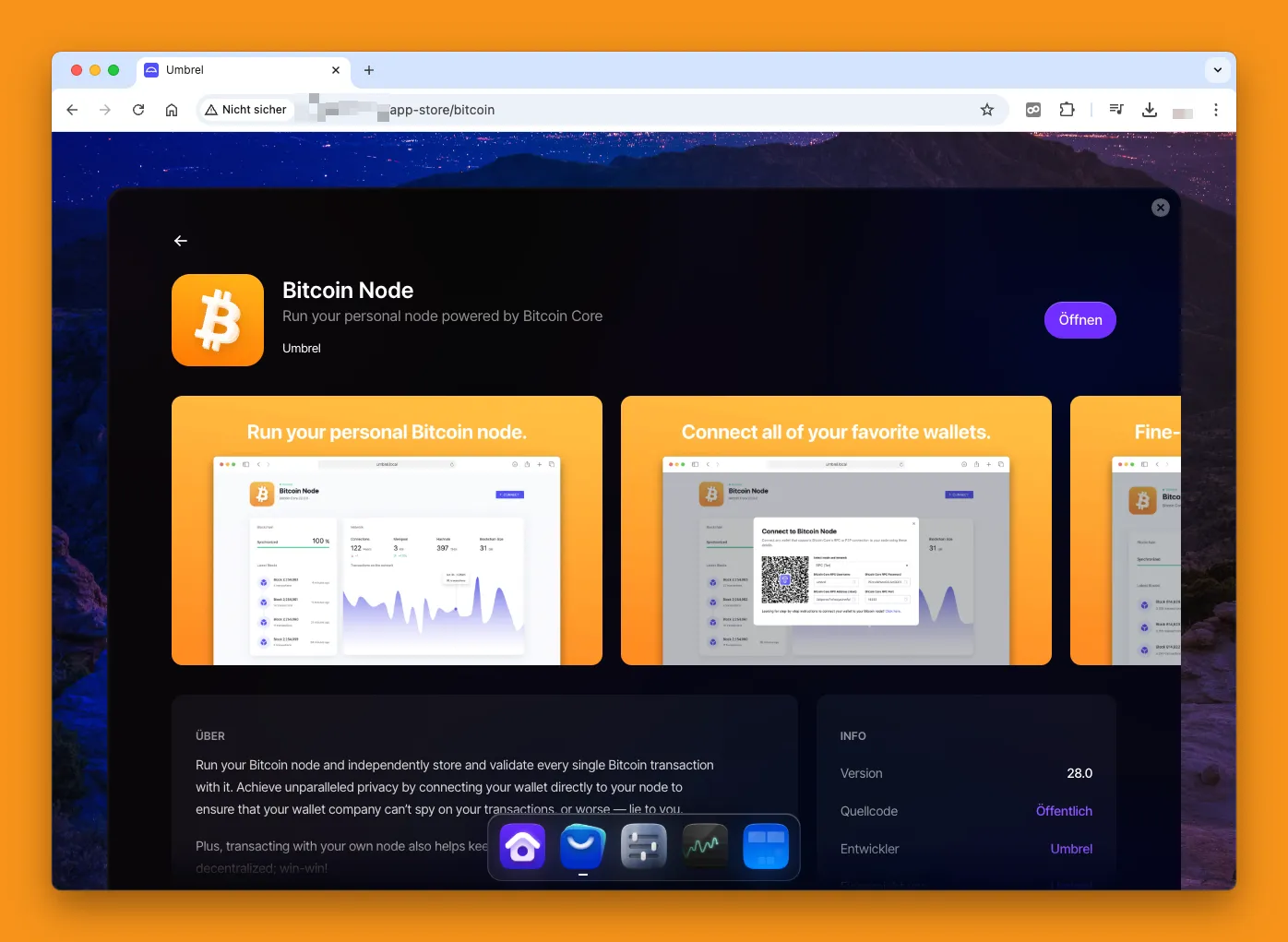 Bitcoin Node App im Umbrel Appstore
