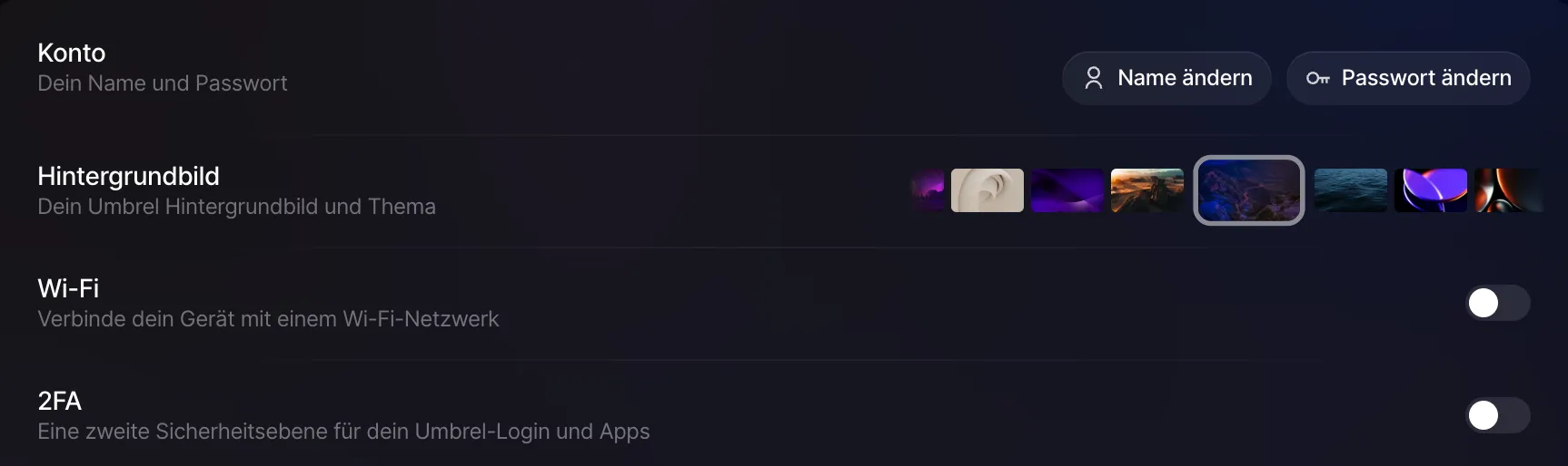 Umbrel Wi-Fi Settings